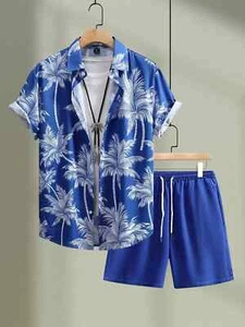 Men Summer Outfit 2-Piece Set Short Sleeve T-Shirt and Shorts Sweatsuit Set - Picture 1 of 33