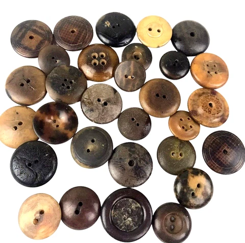 Unsorted Lot of 30 Antique Vintage Bakelite Rubber & Other Early Plastic Buttons Cover