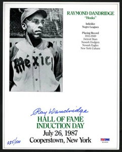 Raymond Hooks Dandridge FIRMADA 8x10 Foto HOF Tarjeta de Inducción PSA/ADN AUTOGRAFIADA - Imagen 1 de 1