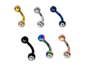 Joyería para piercing de cejas con gema cristal joyería corporal barra curva - Imagen 1 de 12