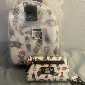 Naruto Shippuden Chibi Characters Mini Backpack & Tech Wallet Set Bioworld NWT - Picture 1 of 7