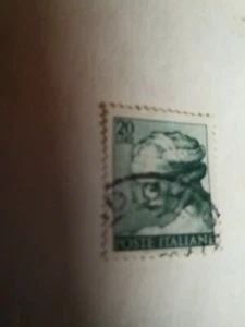 FRANCOBOLLO POSTE ITALIANE LIRE 20 VERDE, VOLTO DI DONNA - usato -  - Foto 1 di 4