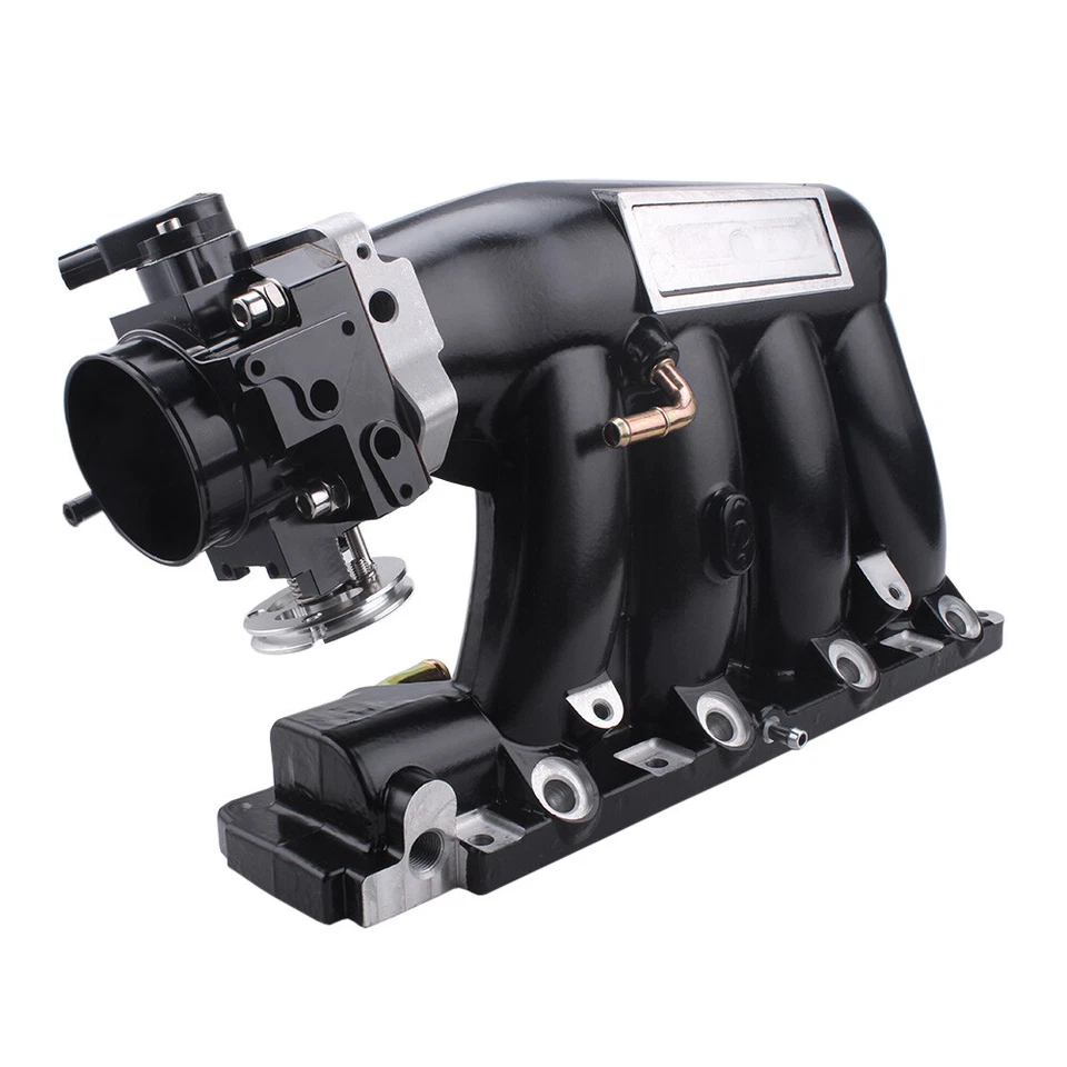 Black K-Series Intake Manifold with 70MM Throttle Body For K20 K24 K24A2 K20Z3 - Image 1 of 4