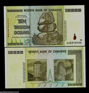 ZIMBABWE 10 Trillion Dollars P-88 ZA Replacement UNC 50 100 TR Series 2008 NOTE - Picture 1 of 3