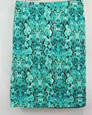 Falda Lápiz Liz Claiborne Talla Grande 24W Verde Azulado Estampado Animal Forrada Cremallera Abertura Trasera Foto 1 de 4