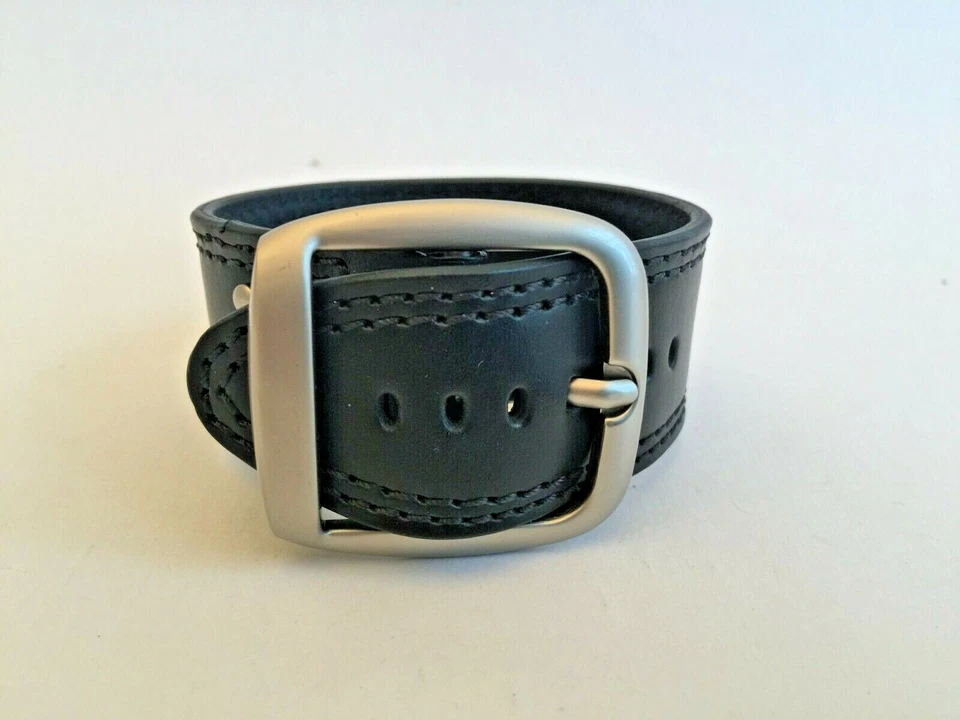 Correa de reloj Hadley-Roma de 18 mm y 20 mm de cuero negro estilo militar ancho en X 912 Foto 1 de 4