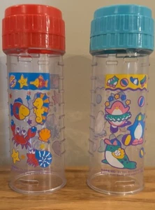 2 Vintage VTG 90s Playtex Decorated Drop-In Nurser Plastic Baby Bottles w/Lids - Picture 1 of 7