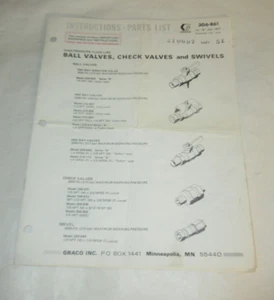 Graco High Pressure Ball Valves Check Valves and Swivels Manual - Picture 1 of 1