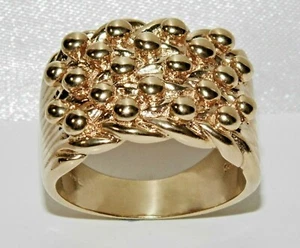 9ct Yellow Gold on Silver Mens Heavy Keeper Ring size R S T U V W X Y Z Z1 Z2 Z3 - Picture 1 of 6