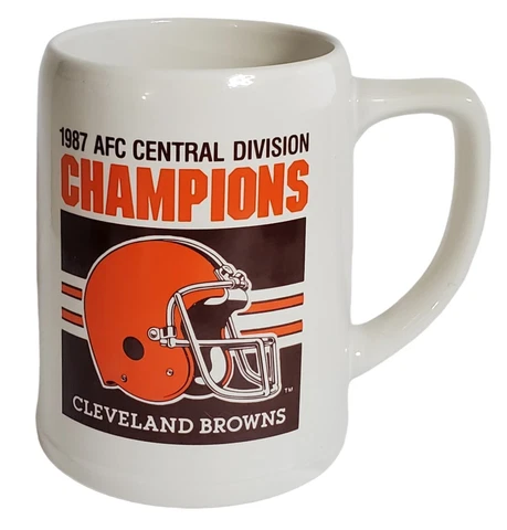 VINTAGE 1987 CLEVELAND BROWNS COFFEE CUP MUG AFC CENTRAL DIVISION CHAMPIONS NFL Cover