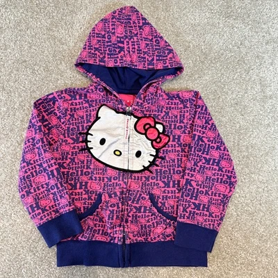 Hello Kitty Hoodie Full Zip Up Sweatshirt Pink Girls Size Small Graphic Print - Image 1 of 4