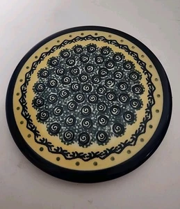 Remache de cerámica polaca rosa azul 6,5" Boleslawiec hecho a mano - Imagen 1 de 4