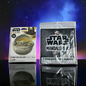 Disney+ Star Wars Mandalorian Party Pack 31in Grogu Balloon & Tablecover 2pc Set - Picture 1 of 4