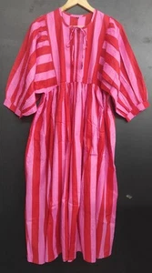 Striped Print Midi Dress, Mini Dress, , Deep Neck with string closer,Floral Long - Picture 1 of 8