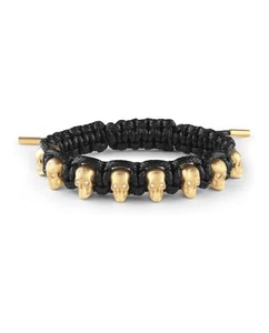 Philipp Plein Herren 3D $kull Kristall Baumwolle Kordel Armband - Bild 1 von 3