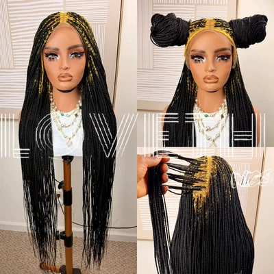 Ships next day(2days SHIPPING)Cornrow Full lace Braided wig,black knotless braid - Image 1 of 4