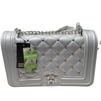 NWOT Badgley Mischka Metallic Grey Silver Crossbody Bag Purse 10"L x 3.5"W x 6"H - Image 1 of 4