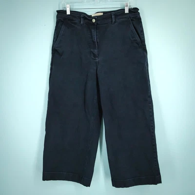 Everlane 14 码黑色宽腿纽扣拉链踝作物棉混纺牛仔裤 — 第 1/4 张图片