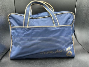 Vintage 1970s Delta Airlines Carry On Blue Vinyl Travel Bag - Picture 1 of 5