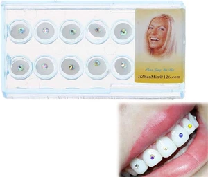 Set Brillantini Denti 10 Unità Di Colore Cristallo - Kit Brillantini per Denti P - Foto 1 di 12