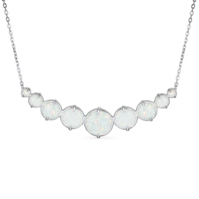 Colar pingente declaração pedra preciosa com opala branca criada em prata esterlina - Imagem 1 de 3