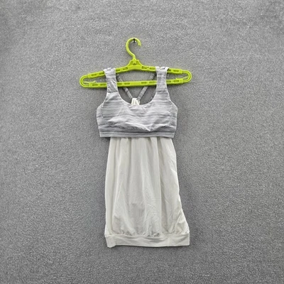 Camiseta sin mangas Lululemon para mujer 4 rayas blancas Run Chase Me LEER Foto 1 de 4