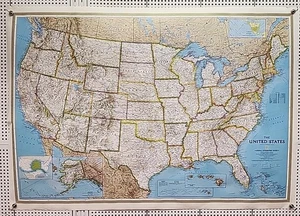 National Geographic Society "The United States" Map (1987) 43x30 - Picture 1 of 10