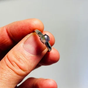 Black Doublet Opal gemstone cabochon Solitaire Ring 925 Silver ring Size P / 8 - Picture 1 of 5