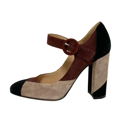 Auténticos zapatos de salón para mujer Gianvito Rossi - beige marrón oscuro negro gamuza Foto 1 de 4