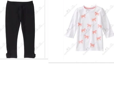 NEW  GIRLS BLACK BOW LEGGINGS AND  ZEBRA TOP OUTFIT  SIZE 5 FROM GYMBOREE * - Image 1 of 3