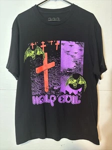 333 Half Evil Men’s Large Black And Purple Winged Skull T-Shirt - Picture 1 of 13