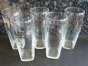 Becks Vier, 5 New pint Glasses With Square Bottom + Logo. Please View Photos (1) - Picture 1 of 7