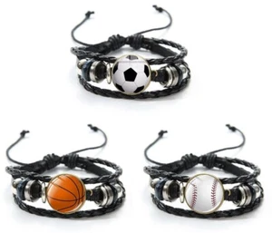 Bracelet SPORT (Football, Tennis..) ¤Cuir tressé avec médaillon¤ Modèle au choix - Imagen 1 de 5