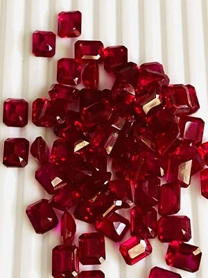 130 Ct (20 Pcs) Certified Natural Mozambique Red Ruby Emerald Cut Loose Gemstone - Image 1 of 4