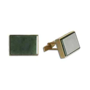 14K Yellow Gold Nephrite Jade Men's Cufflinks - Picture 1 of 5