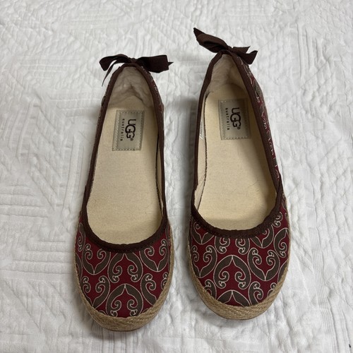 Ballerine Ugg donna marrone bordeaux slide espadrillas taglia 5