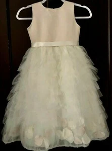 Neu mit Etikett BHLDN Joan Calabrese Mon Cheri rosa elfenbeinfarben Satin Tüll Größe 3T Blumenmädchen 168 $ - Bild 1 von 10
