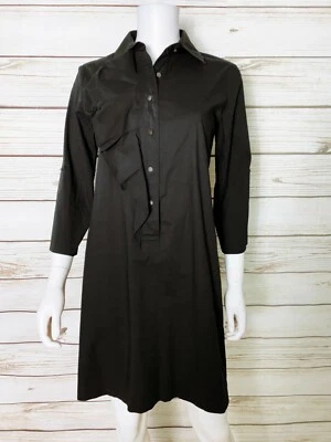 Nicole Miller Womens Shirt Dress Size S Black Button Up 3/4 Sleeve Cotton Blend - Image 1 of 4