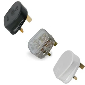 MAINS POWER UK 3 PIN FUSED PLUG 3A 5A 10A 13A BLACK WHITE TRANSPARENT REWIREABLE - Picture 1 of 23