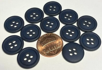 12 Matte Very Dark Navy Blue Sew-through Plastic Buttons 15mm Almost 5/8" 12712 - Image 1 of 3