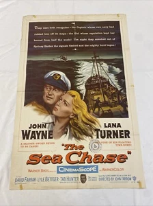 1955 THE SEA CHASE ORIGINAL 27x41 ONE SHEET MOVIE POSTER JOHN WAYNE LANA TURNER - Picture 1 of 8