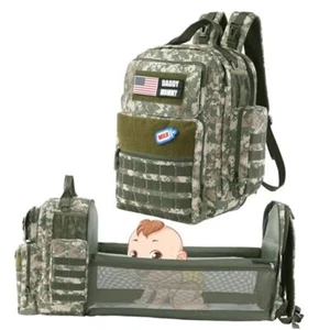 Diaper Bag Backpack for Dad with Changing Station, 17x15x9 in Green Camouflage - Picture 1 of 8