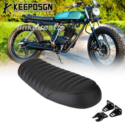 Retro Cafe Racer Motorcycle Seat Saddle Flat Brat Pan for Honda CB100 550 750 - Image 1 of 4