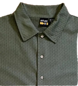 D:Fuse Men's Green Knit Shirt w Black Texture Vtg Skater Skateboard Grunge Sz LG - Picture 1 of 8