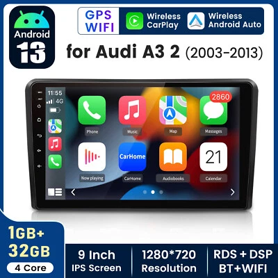 Radio Coche 9" Android 13 Estéreo 1+32G GPS Navegación USB BT WIFI FM Para Audi A3 S3 RS3 Foto 1 de 4