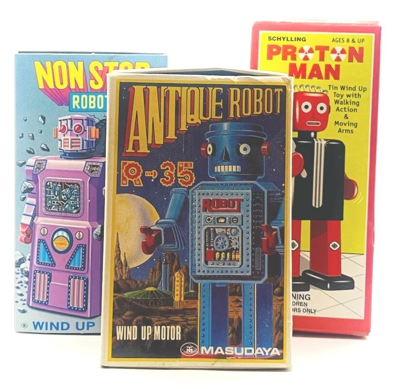 Vintage Tin Toy 6" Non Stop Wind Up Robot Japan, Masudaya Corp '97 COA, ALL Mint - Image 1 of 4