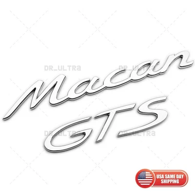 Mirror Chrome Macan GTS Letters Rear Badge Emblem Nameplate Look Deck Lid - Image 1 of 4