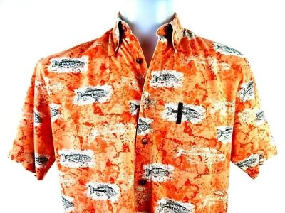 MAGELLAN SPORTSWEAR Mens Orange FISH PATTERN S/S SHIRT - M - Chest 44" - Image 1 of 4