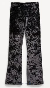 Old Navy Girls Crushed Velvet Flare Leggings Black Sizes S 6-7 Or L 10-12 - Picture 1 of 5