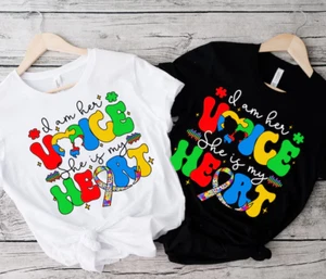 Mom I'M Her Voice She Is My Heart Autism Awareness Shirt, Autism Mama Shirt - Picture 1 of 3